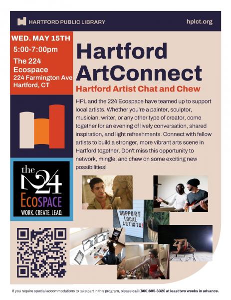 Image for event: Hartford ArtConnect: Hartford Artist Chat &amp; Chew
